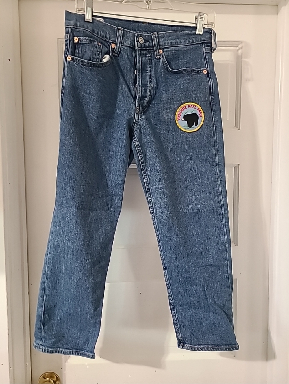 GAP cheeky Straight High Rise Jeans With Yosemite Ntl  Patch Size 28 / 6 PETITE
